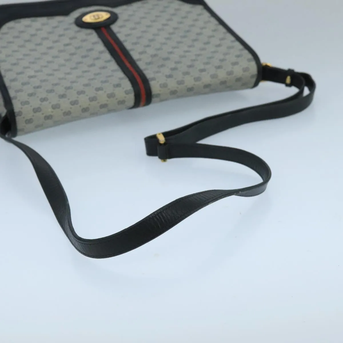GUCCI Micro GG Supreme Shoulder Bag PVC Navy Gold 001 113 0551 104070