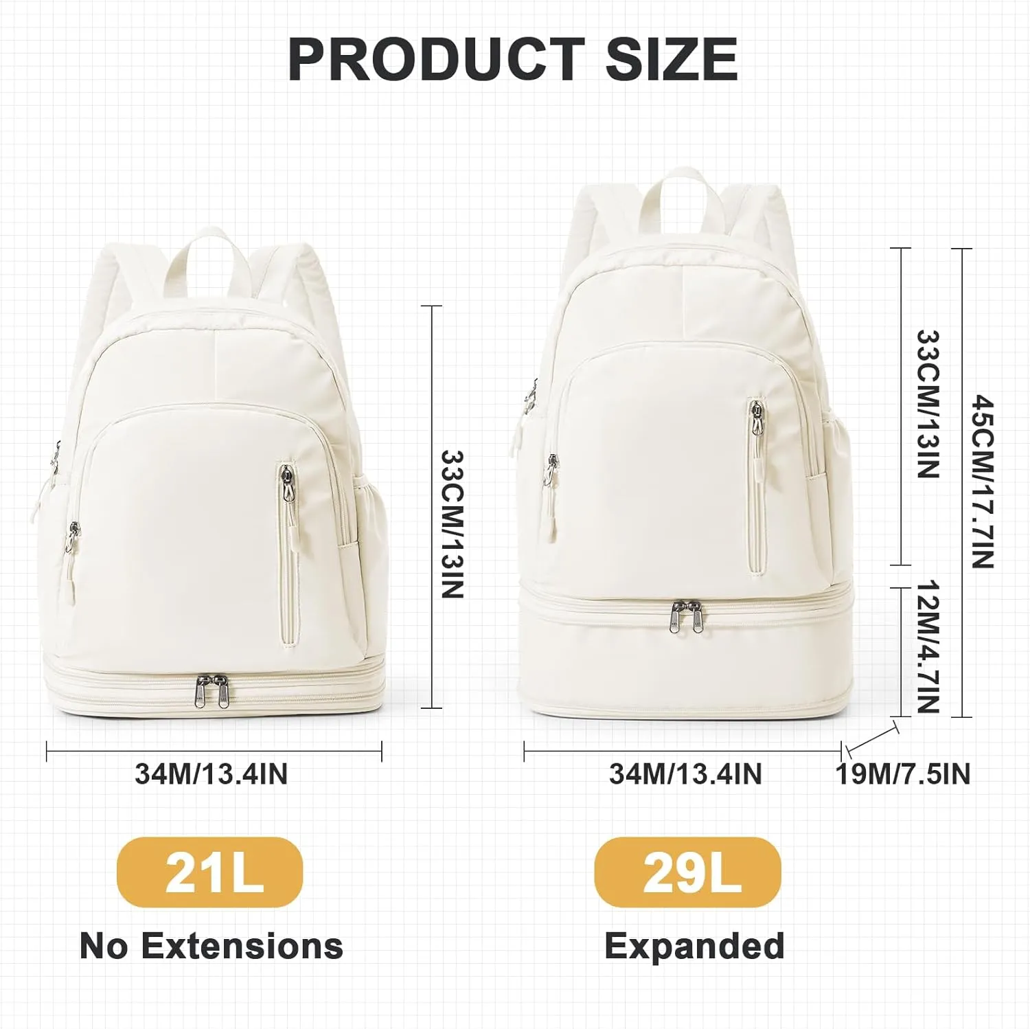 Gym Backpack for Women Men Backpack With Shoe Compartment Lightweight Travel Backpacks Sports Back pack For Yoga Fitness Beach Hiking Sports(Beige)