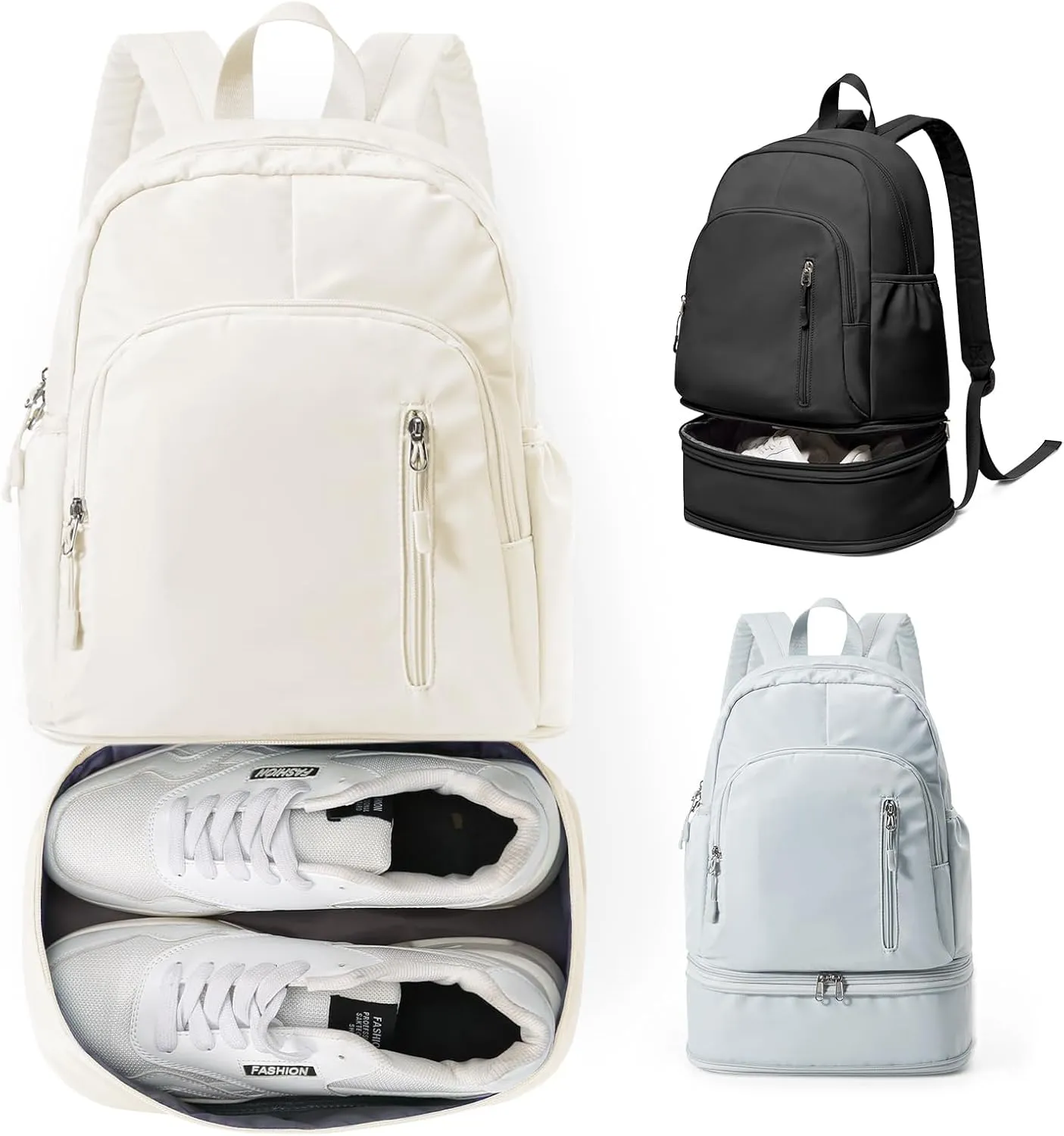 Gym Backpack for Women Men Backpack With Shoe Compartment Lightweight Travel Backpacks Sports Back pack For Yoga Fitness Beach Hiking Sports(Beige)