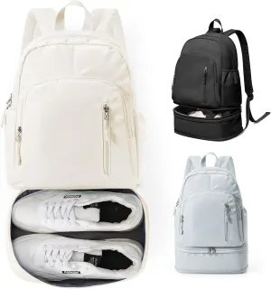 Gym Backpack for Women Men Backpack With Shoe Compartment Lightweight Travel Backpacks Sports Back pack For Yoga Fitness Beach Hiking Sports(Beige)