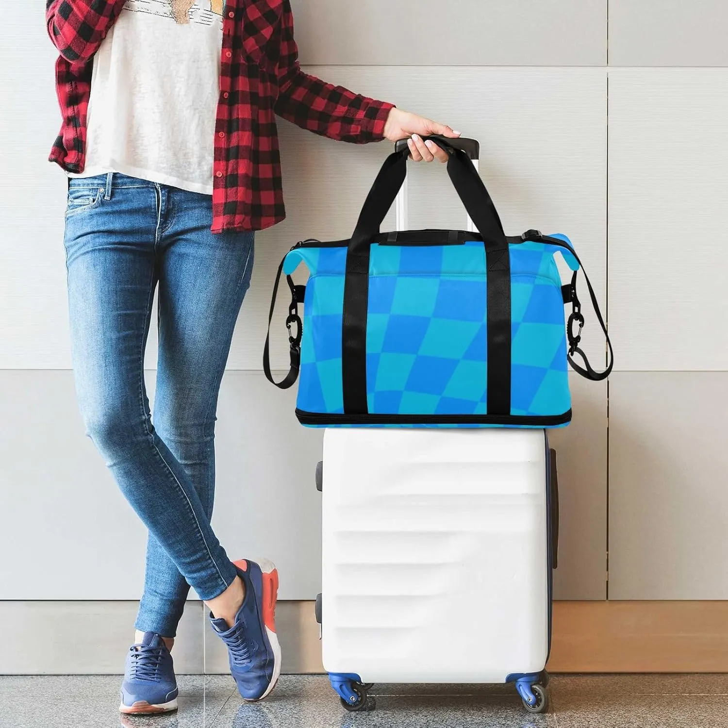 Gym Bag for Women with Toiletry Bags Large Overnight Bags Travel Duffel Bag Carry On Shoulder for Women Airplane Traveling Multicolor 1