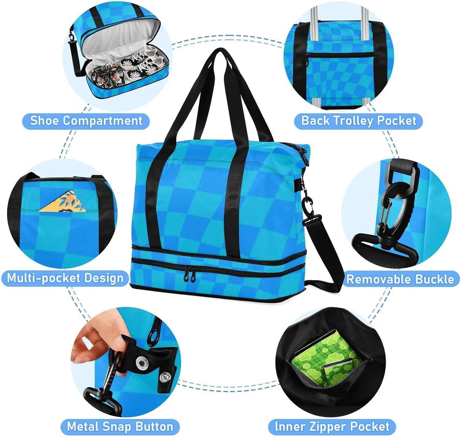 Gym Bag for Women with Toiletry Bags Large Overnight Bags Travel Duffel Bag Carry On Shoulder for Women Airplane Traveling Multicolor 1