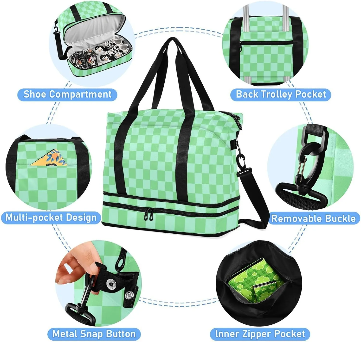 Gym Bag for Women with Toiletry Bags Large Overnight Bags Travel Duffel Bag Carry On Shoulder for Women Airplane Traveling Multicolor 2