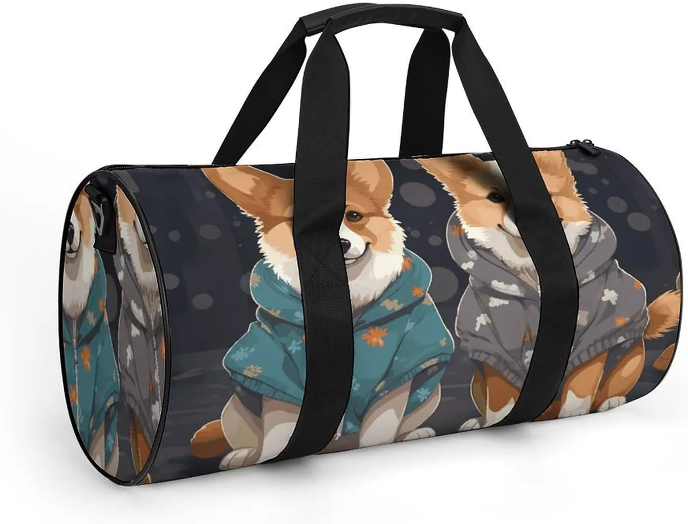 Gym Bags Small Wearing Clothes Corgi Dogs Duffel Bag Overnight Bag with Shoe Compartment Carryon Bag for Men Women
