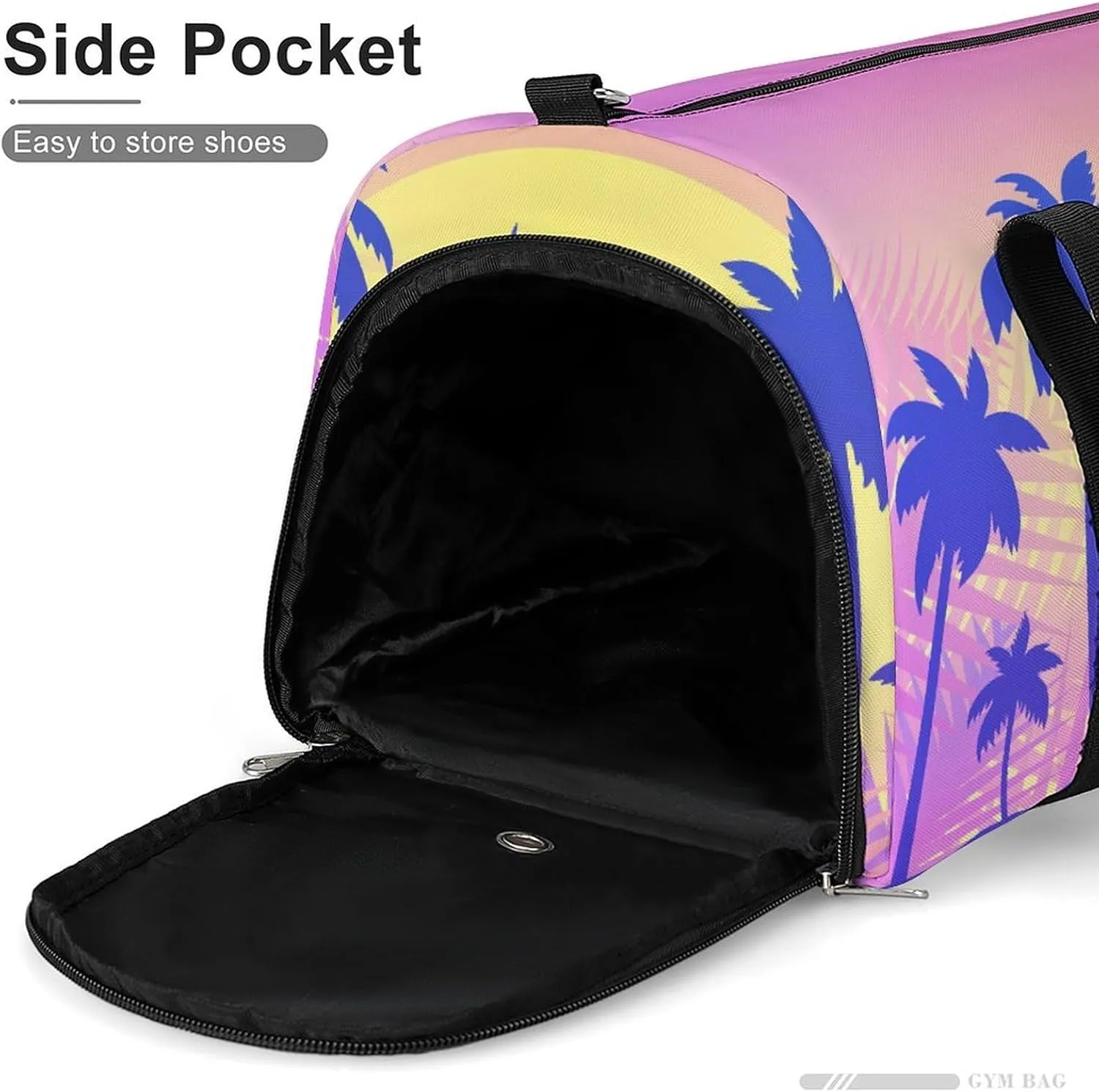 Gym Duffel Bag with Shoe Compartment Wet Pocket, Palms Print Travel Bag for Men Women