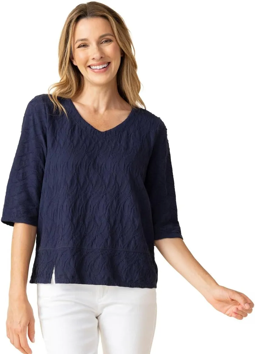 Habitat Women's Clothing Cascade Cotton Elbow Sleeve Tee - 16315
