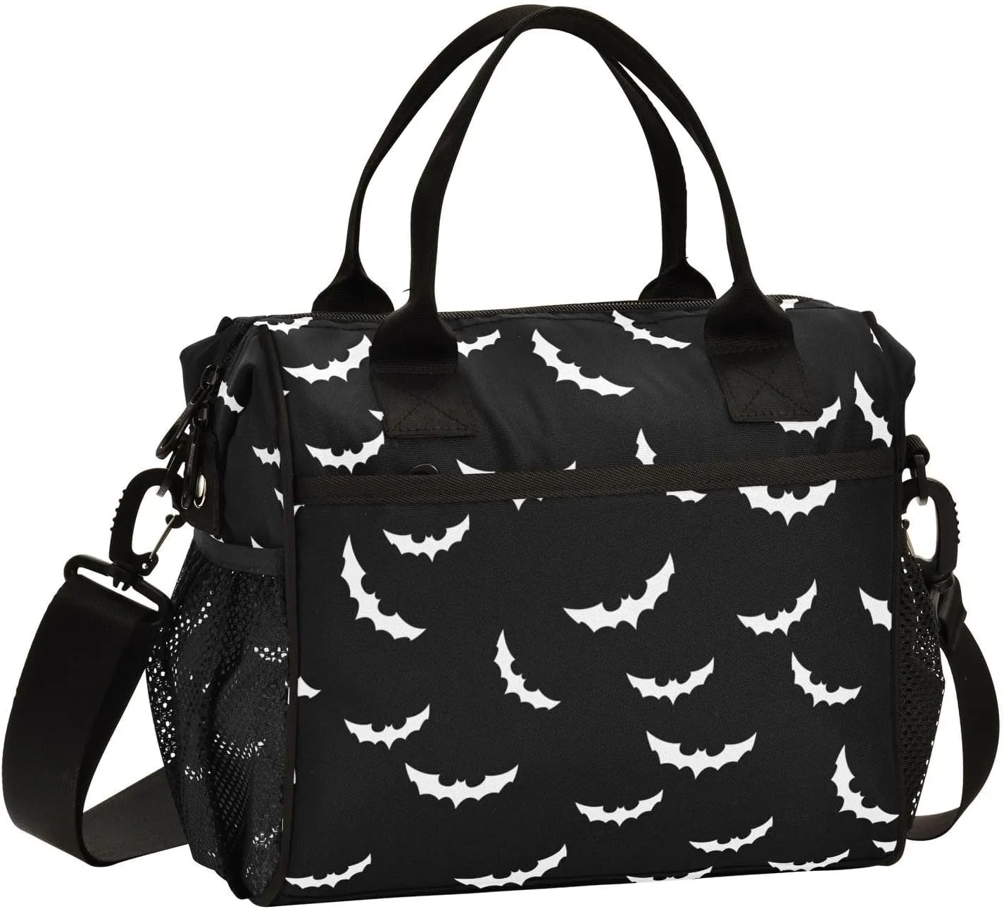 Halloween Bat Lunch Bag & Lunch Box for Women with Adjustable Shoulder Belt Insulated Portable Lunch Tote Bag Cooler Bag for Girls Travel Office Picnic