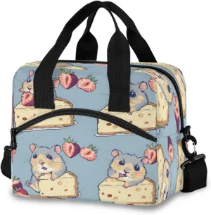 Hamsters Eat Cheesecake Lunch Box for Men Women Adults Insulated Lunch Bag Cooler Bag with Adjustable Shoulder Strap for Work Picnic Travel