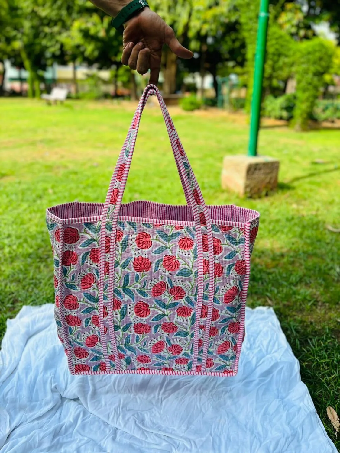 Handmade Large Tote Bag/Indian Quilted Tote Bags/Grocery Bag/Women Shopping Totes bag/Cotton Shoulder Bag