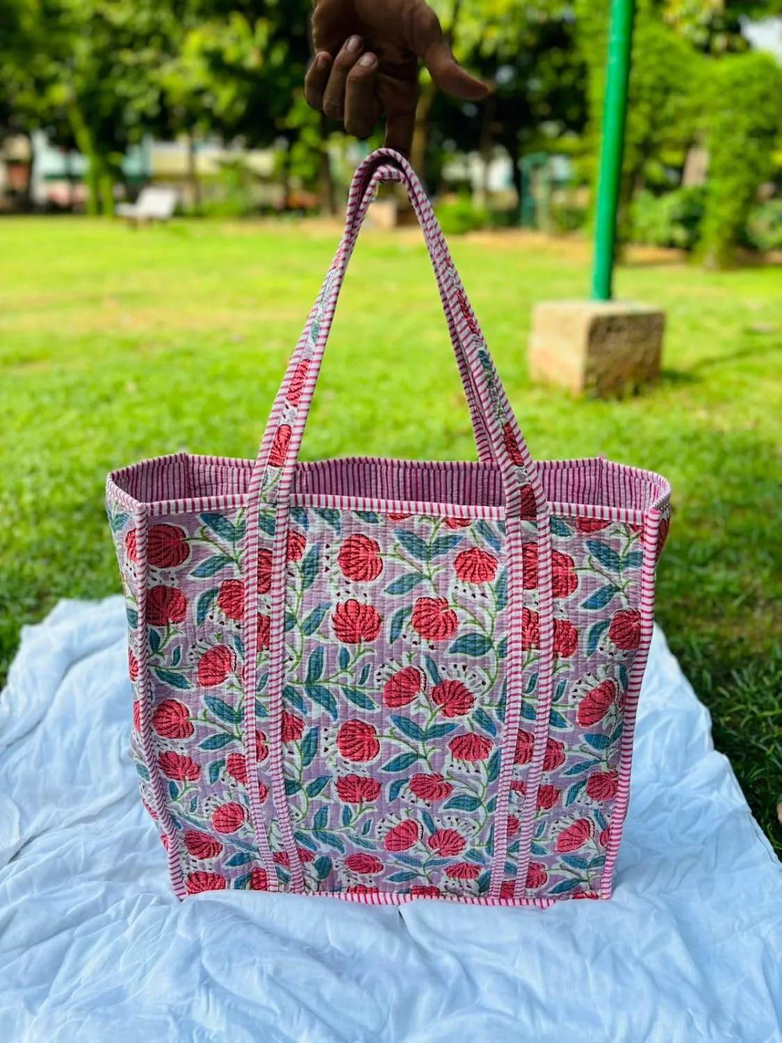 Handmade Large Tote Bag/Indian Quilted Tote Bags/Grocery Bag/Women Shopping Totes bag/Cotton Shoulder Bag