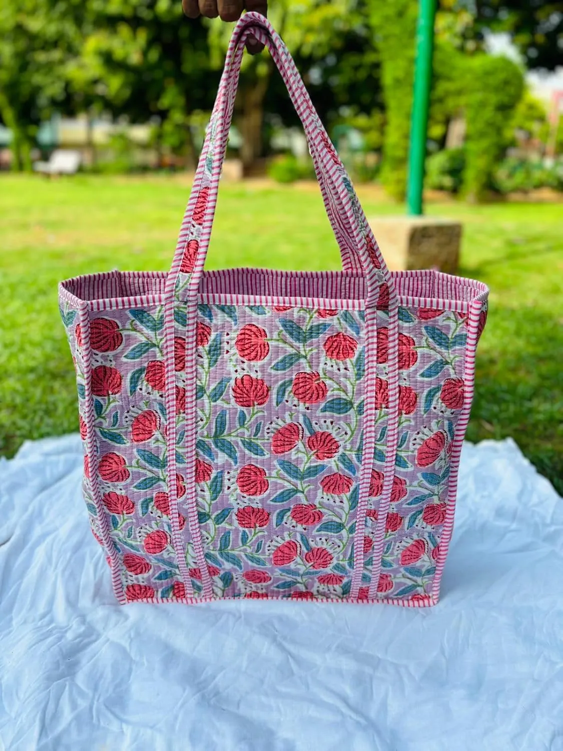 Handmade Large Tote Bag/Indian Quilted Tote Bags/Grocery Bag/Women Shopping Totes bag/Cotton Shoulder Bag
