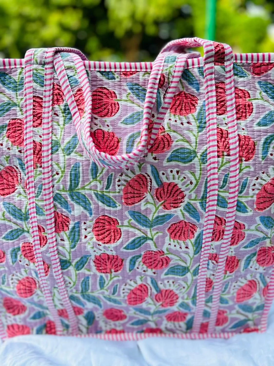 Handmade Large Tote Bag/Indian Quilted Tote Bags/Grocery Bag/Women Shopping Totes bag/Cotton Shoulder Bag
