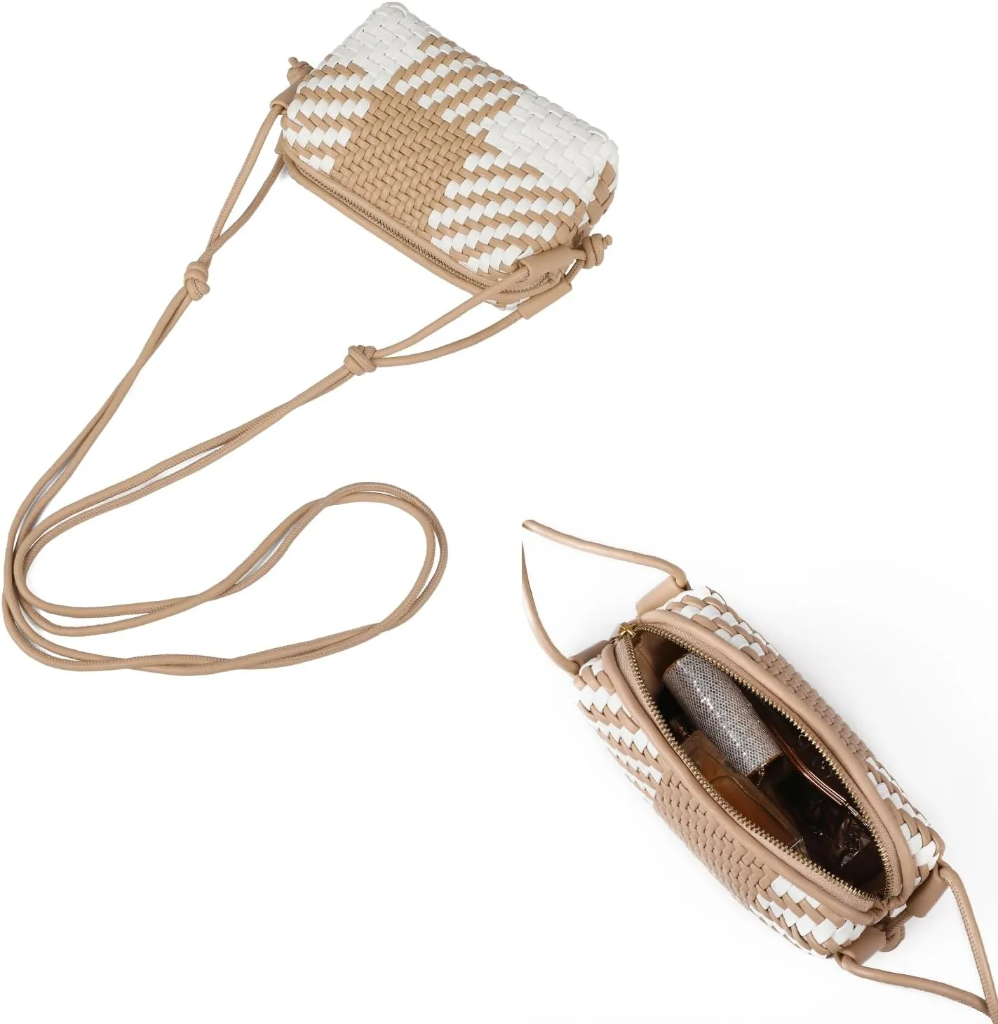 Handwoven Crossbody Bag for Women, Shoulder Purse with Adjustable Strap Lightweight Summer Festival Bag Gift