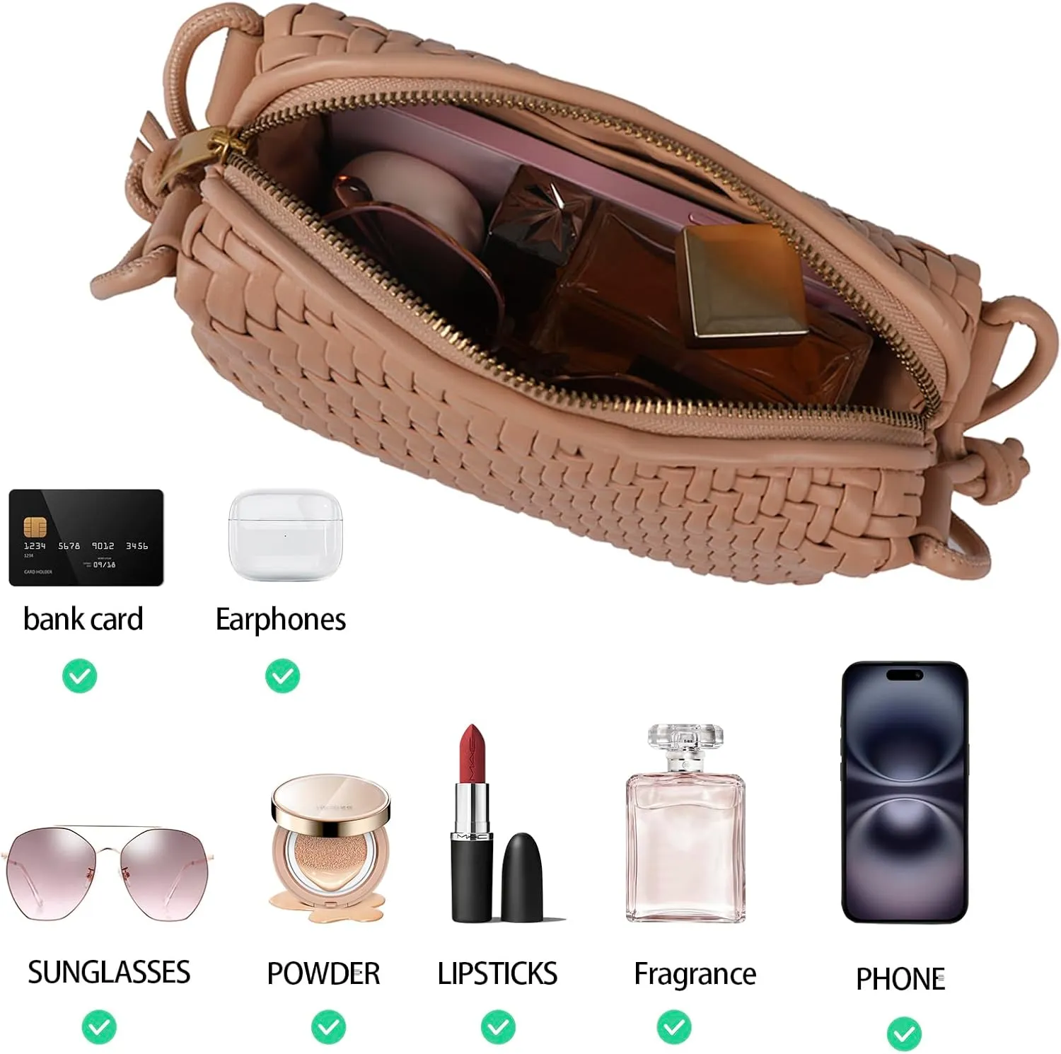 Handwoven Crossbody Bag for Women, Shoulder Purse with Adjustable Strap Lightweight Summer Festival Bag Gift