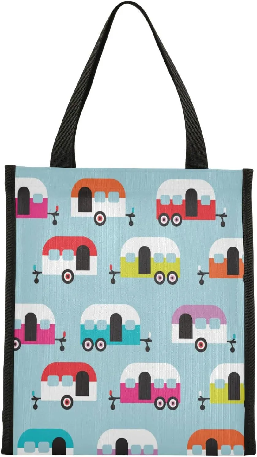 Happy Camper Caravan Lunch Bag Insulated Lunch Tote Bag Cooler Bags Reusable Lunch Box M