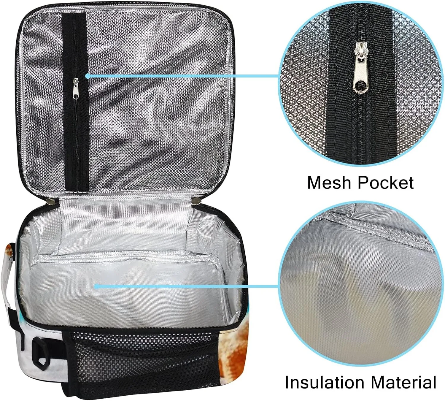 Hapuxt Lunch Box Lunch Bag with Adjustable Shoulder Strap Tote for Women Men Sea Shells Seashore Insulated Waterproof Resable Zipper Outdoor Work Office Picnic
