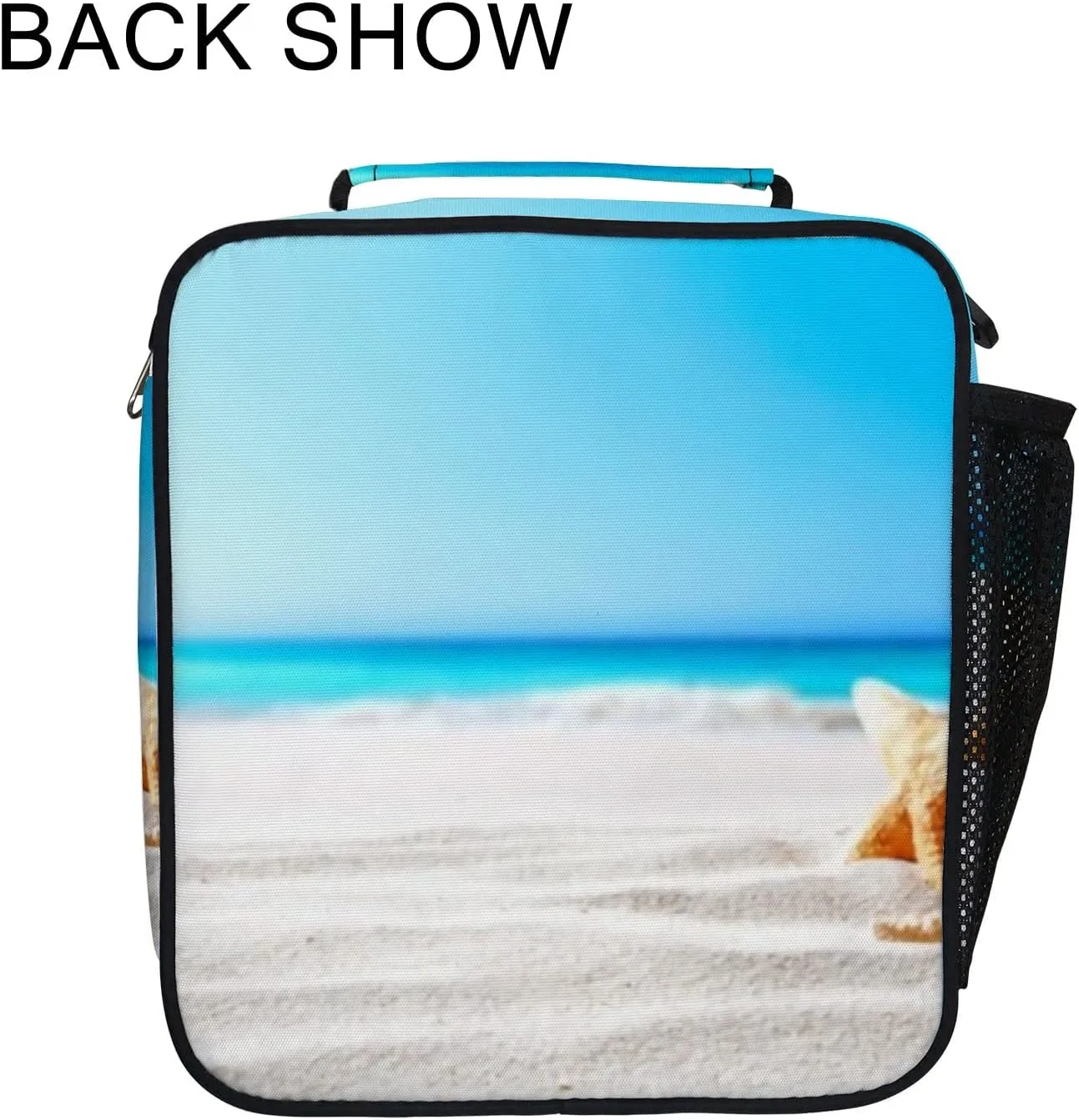 Hapuxt Lunch Box Lunch Bag with Adjustable Shoulder Strap Tote for Women Men Sea Shells Seashore Insulated Waterproof Resable Zipper Outdoor Work Office Picnic