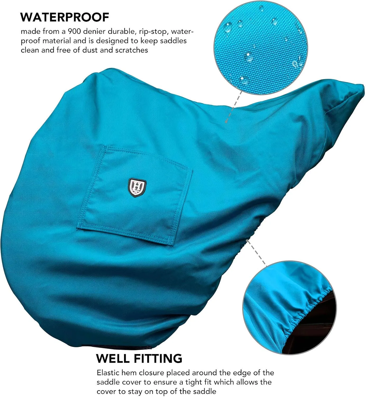 Harrison Howard Premium Waterproof/Breathable Fleece-Lined Saddle Cover Azure Blue