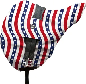 Harrison Howard Premium Waterproof/Breathable Fleece-Lined Saddle Cover with Stylish Prints That Stand Out Protect Your Entire Saddle-Starry Stripes