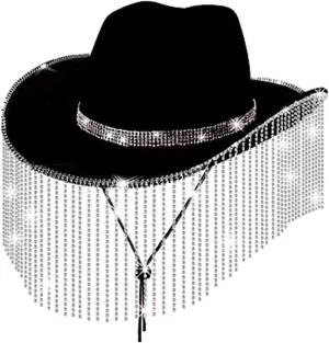 Hat Bling Diamond Fringe Cowboy Hat Western Hat Glitter Cowboy Hat for Men Women Cosplay Party Girls Cowboy Hat