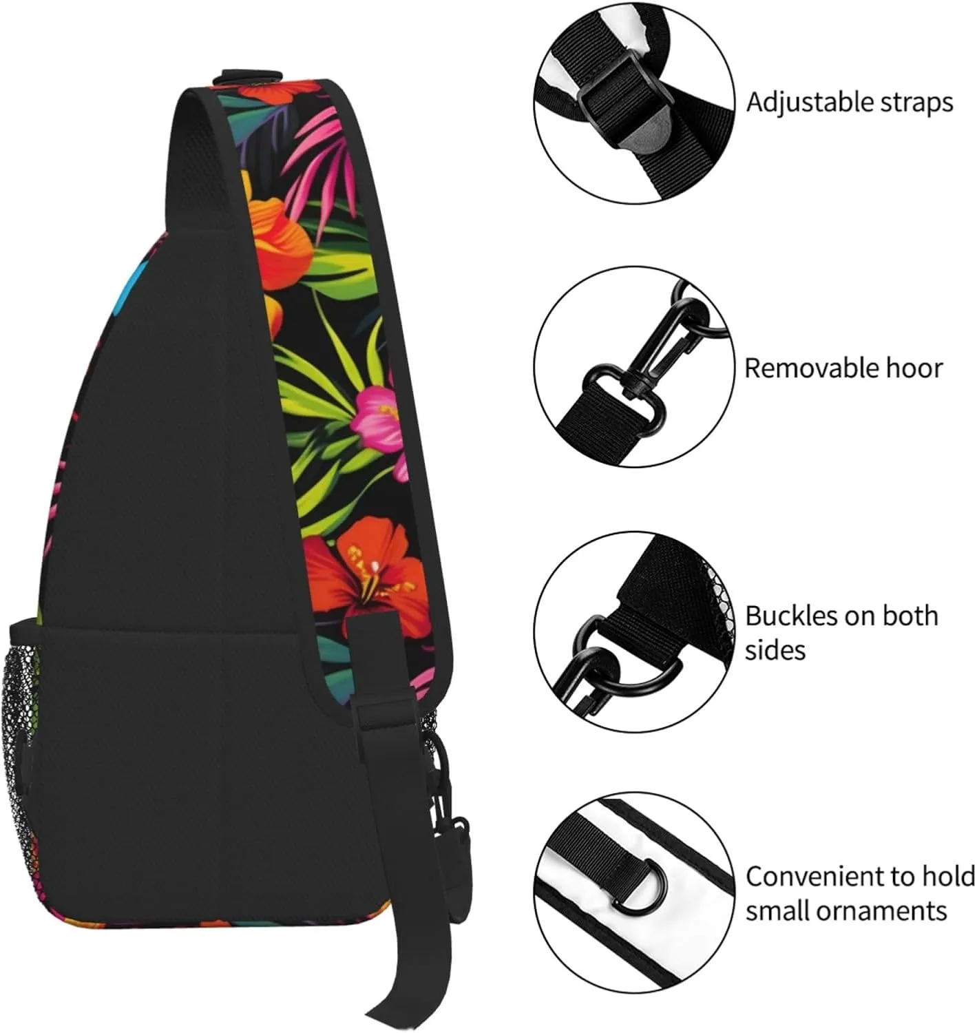 Hawaiian Flower Print Cross Chest Bag Diagonally For Short-Distance Travel And Daily Use