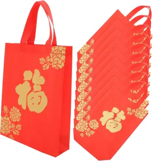 Healeved 10Pcs Year Present Tote Bags Character Bags for Year Storage Festive Candy Present Containers for Spring Festival Celebrations