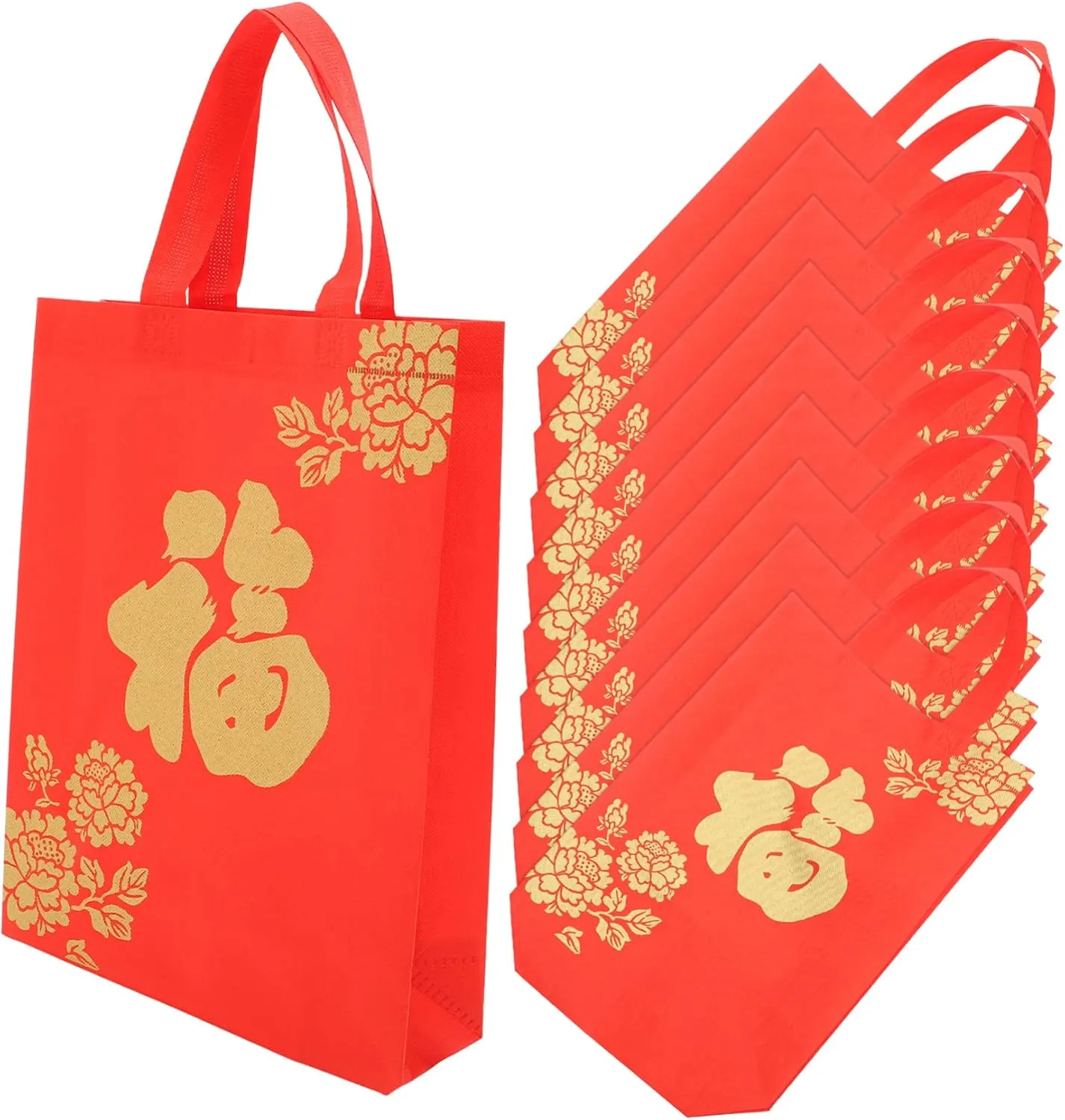 Healeved 10Pcs Year Present Tote Bags Character Bags for Year Storage Festive Candy Present Containers for Spring Festival Celebrations