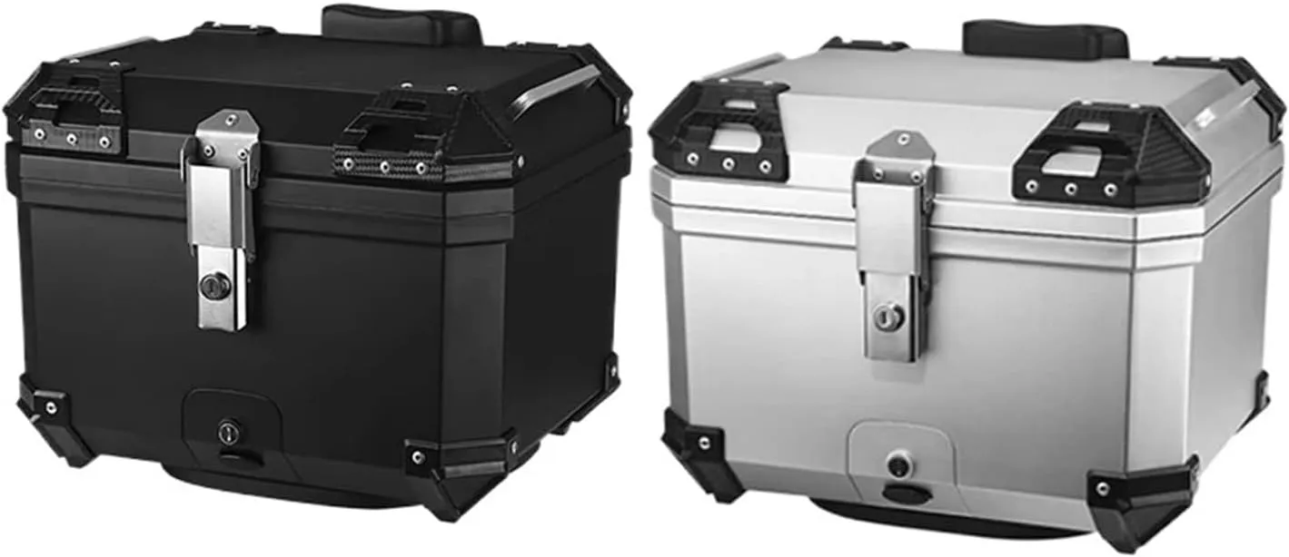 Heavy-duty ABS Universal 45L Motorcycle Rear Trunk Luggage Case Quick Release Electric Motorbike Waterproof Top Tail Storage Box (Color : Silver)