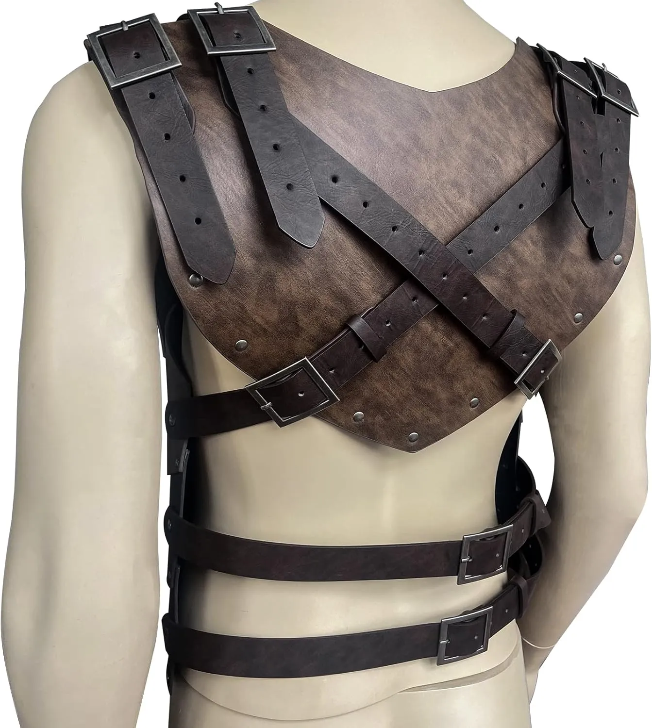 HiiFeuer Viking Faux Leather Embossed Chest Armor, Retro Medieval Knight Leather Armor for LARP/Cosplay