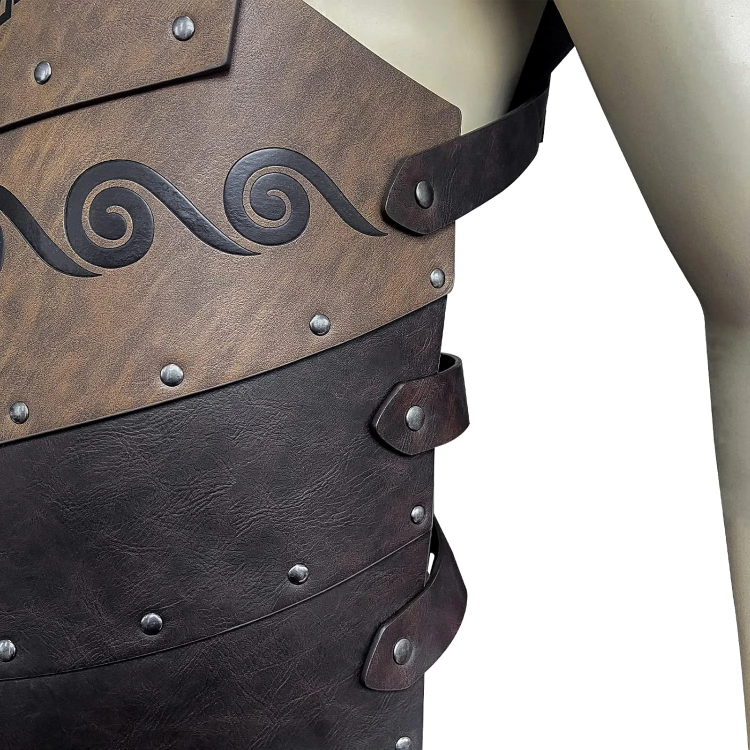 HiiFeuer Viking Faux Leather Embossed Chest Armor, Retro Medieval Knight Leather Armor for LARP/Cosplay