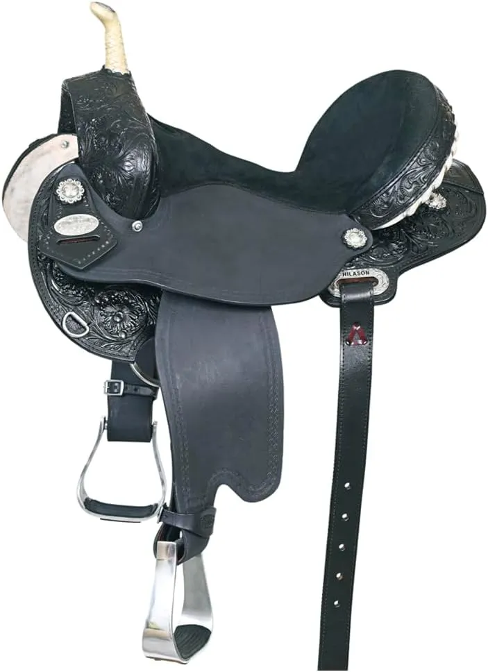 HILASON Flex Tree Western Horse Saddle American Leather Trail Barrel Racing | American Saddle Horse | Leather Saddle | Western Saddle | Saddle for Horses | Horse Saddle Western