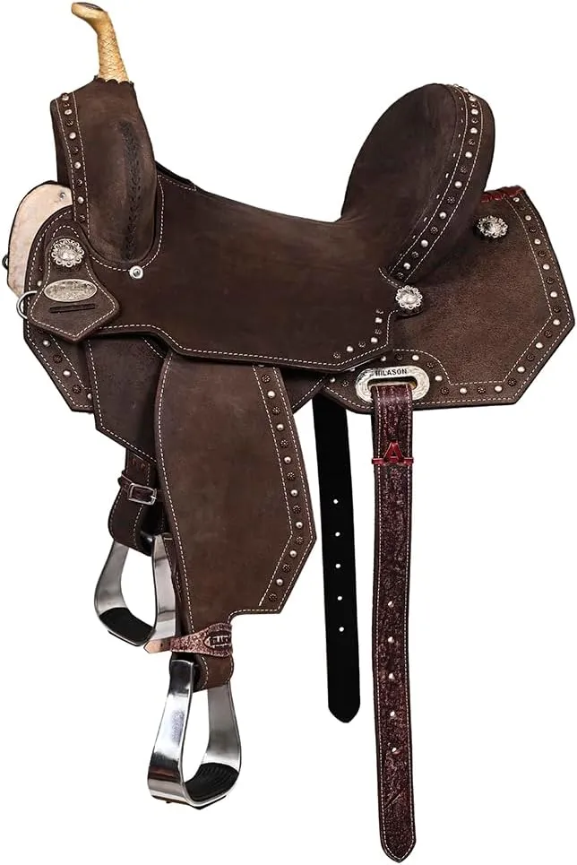 HILASON Flex Tree Western Horse Saddle in American Leather Barrel Trail | American Saddle Horse | Leather Saddle | Western Saddle | Saddle for Horses | Horse Saddle Western