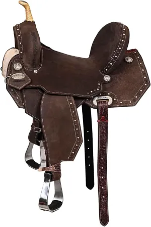 HILASON Flex Tree Western Horse Saddle in American Leather Barrel Trail | American Saddle Horse | Leather Saddle | Western Saddle | Saddle for Horses | Horse Saddle Western