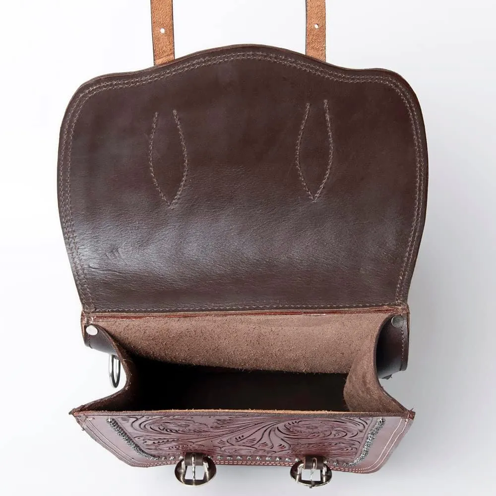 HILASON Soft Leather Horse Saddle Bag Brown | Equestrian Western Leather Saddle Bag | Adjustable Closure Saddle Bag