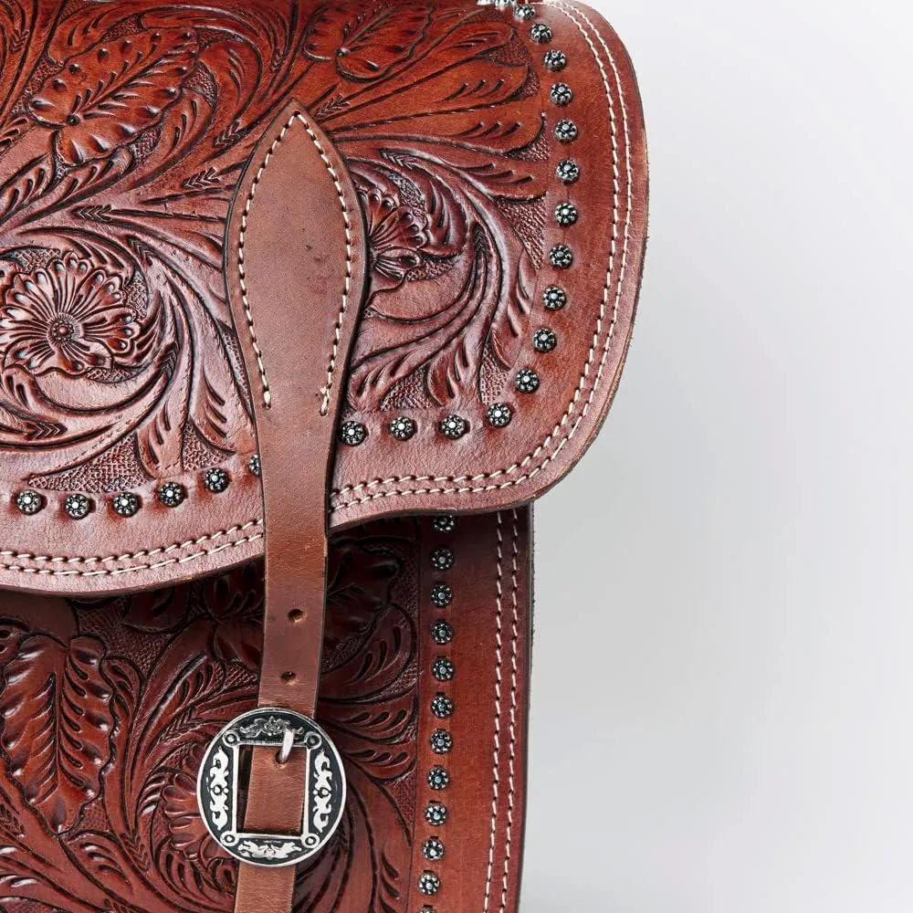 HILASON Soft Leather Horse Saddle Bag Brown | Equestrian Western Leather Saddle Bag | Adjustable Closure Saddle Bag