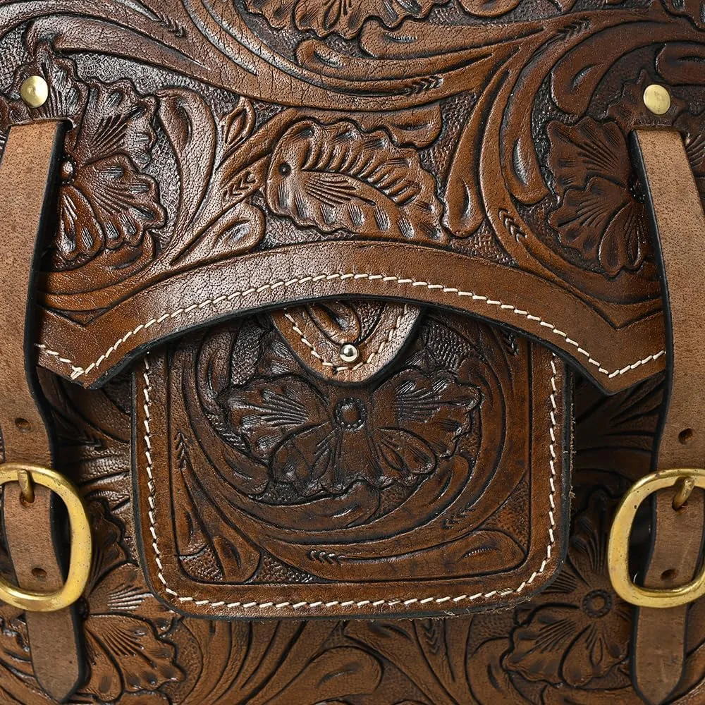 HILASON Soft Leather Horse Saddle Bag Brown | Equestrian Western Leather Saddle Bag | Adjustable Closure Saddle Bag