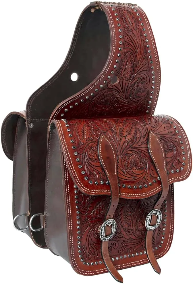 HILASON Soft Leather Horse Saddle Bag Brown | Equestrian Western Leather Saddle Bag | Adjustable Closure Saddle Bag