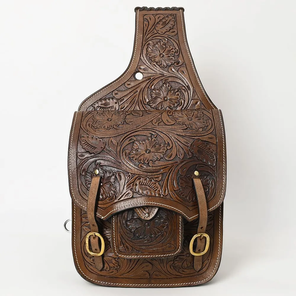 HILASON Soft Leather Horse Saddle Bag Brown | Equestrian Western Leather Saddle Bag | Adjustable Closure Saddle Bag