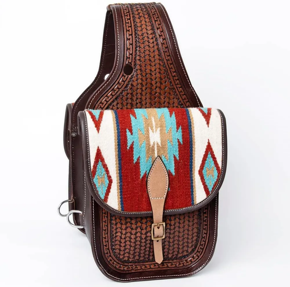 HILASON Soft Leather Horse Saddle Bag Brown | Equestrian Western Leather Saddle Bag | Adjustable Closure Saddle Bag