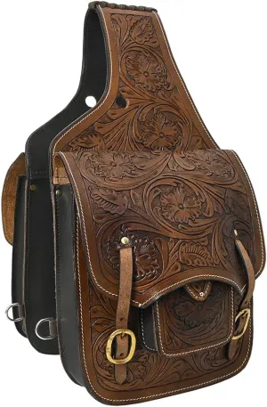 HILASON Soft Leather Horse Saddle Bag Brown | Equestrian Western Leather Saddle Bag | Adjustable Closure Saddle Bag