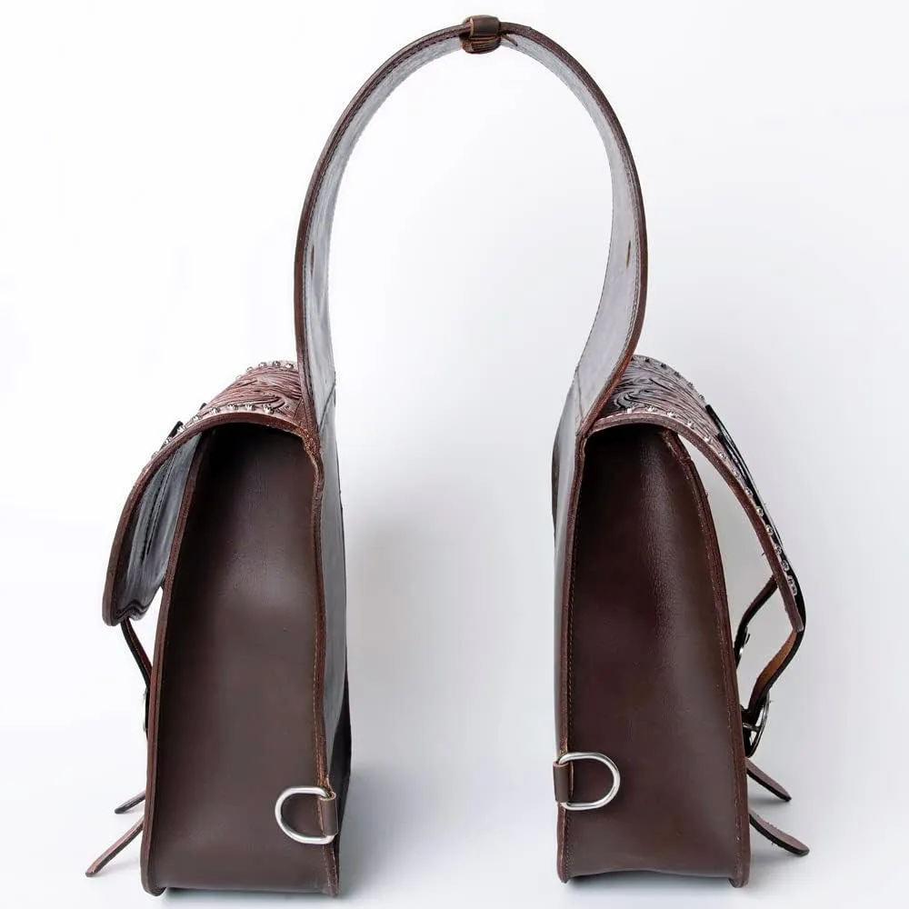 HILASON Soft Leather Horse Saddle Bag Brown | Equestrian Western Leather Saddle Bag | Adjustable Closure Saddle Bag