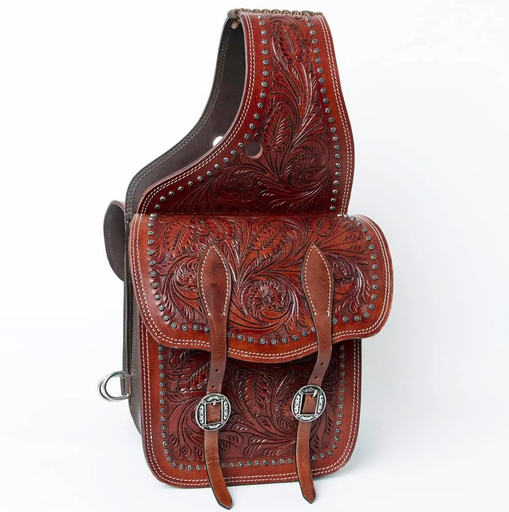 HILASON Soft Leather Horse Saddle Bag Brown | Equestrian Western Leather Saddle Bag | Adjustable Closure Saddle Bag