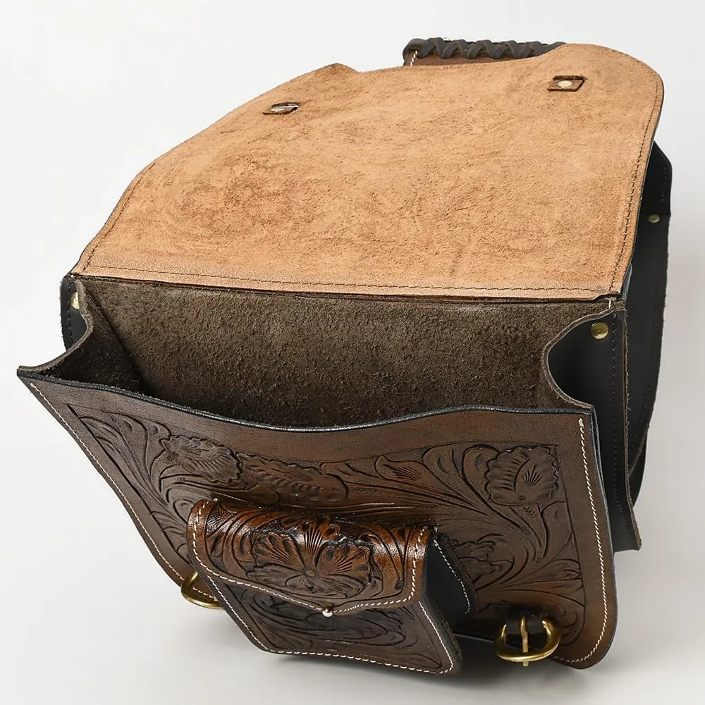 HILASON Soft Leather Horse Saddle Bag Brown | Equestrian Western Leather Saddle Bag | Adjustable Closure Saddle Bag