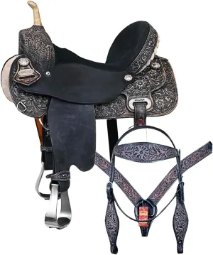 HILASON Western Horse Saddle American Leather Flex Trail Barrel Tack | American Saddle Horse | Leather Saddle | Western Saddle | Saddle for Horses | Horse Saddle Western