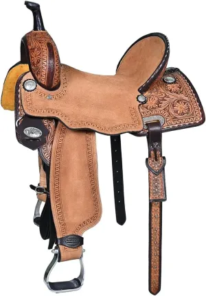 HILASON Western Horse Saddle American Leather Trail Barrel Brown | Horse Saddle | Western Saddle | Barrel Saddle