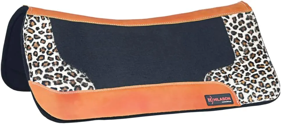 HILASON Western Wool Felt Horse Saddle Pad W/Distressed Wear Leather | Felt Saddle Pad | Felt Saddle Pad for Horses | Western Felt Saddle Pad | Felt Horse Saddle Pad | Wool Felt Horse Pad
