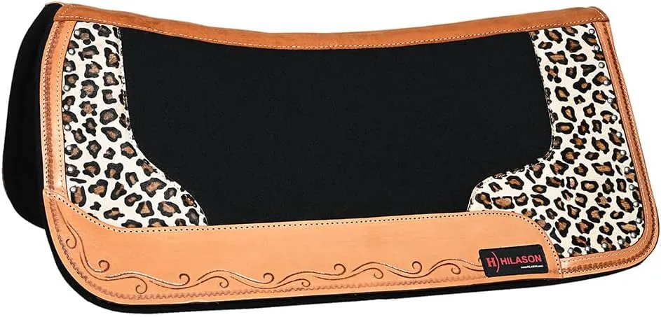 HILASON Western Wool Felt Horse Saddle Pad W/Distressed Wear Leather | Felt Saddle Pad | Felt Saddle Pad for Horses | Western Felt Saddle Pad | Felt Horse Saddle Pad | Wool Felt Horse Pad
