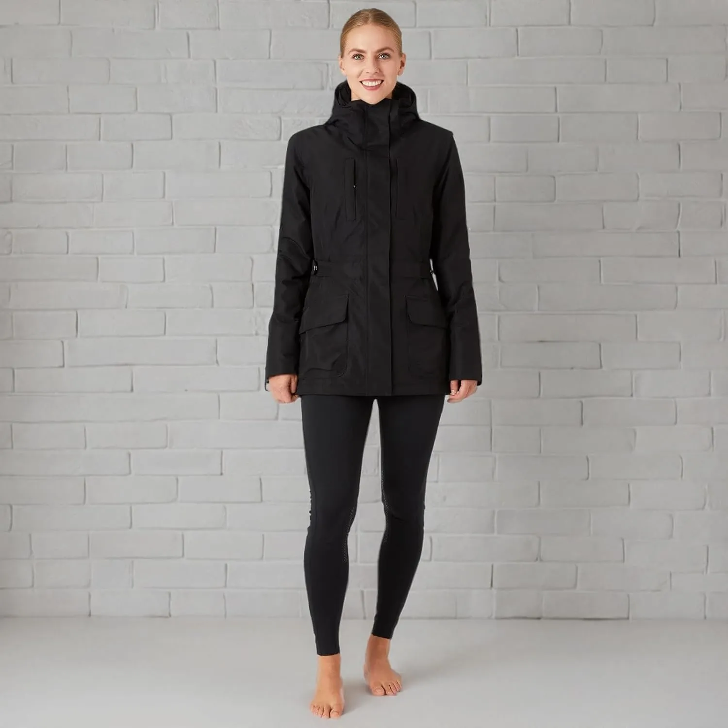 HORZE Women's Jadine Equestrian Waterproof Horse Riding Hooded Rain Jacket
