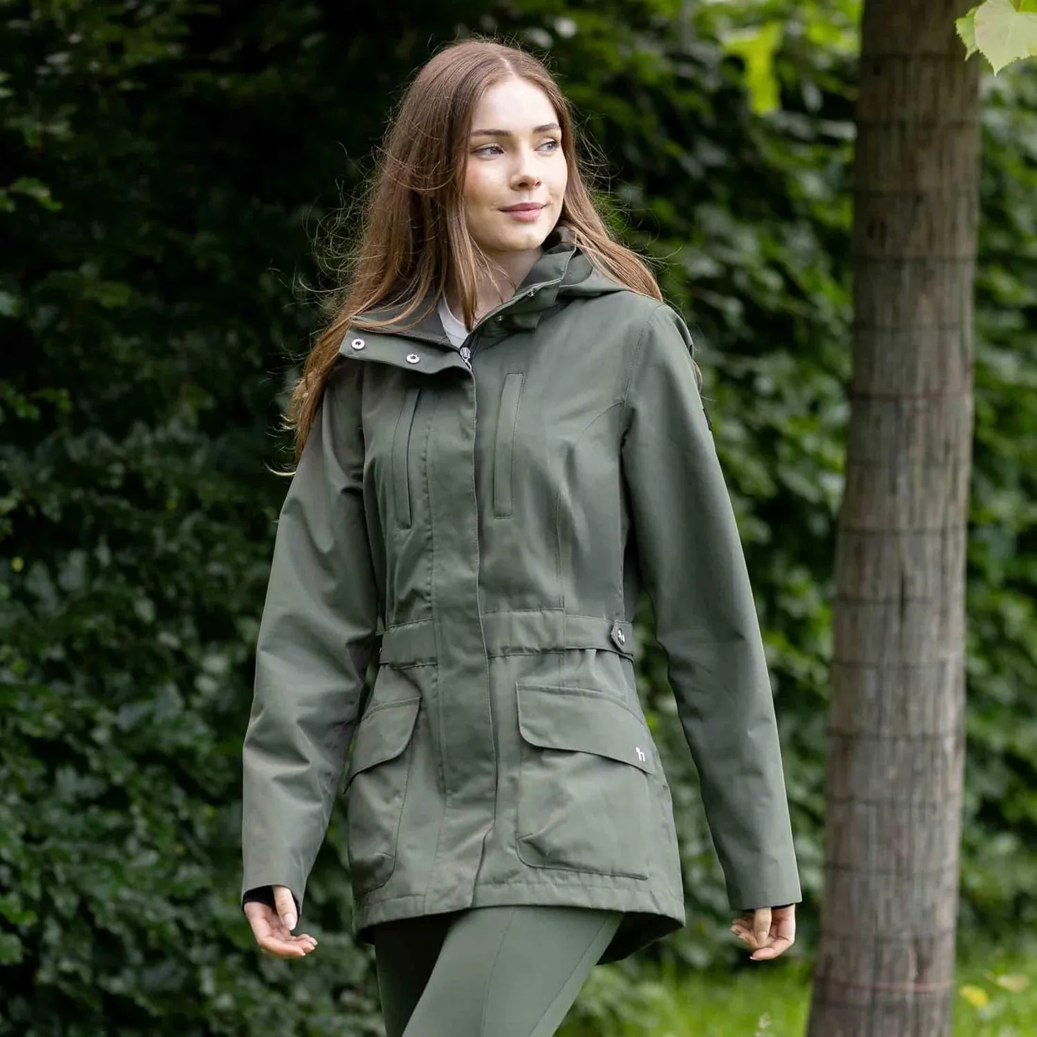 HORZE Women's Jadine Equestrian Waterproof Horse Riding Hooded Rain Jacket