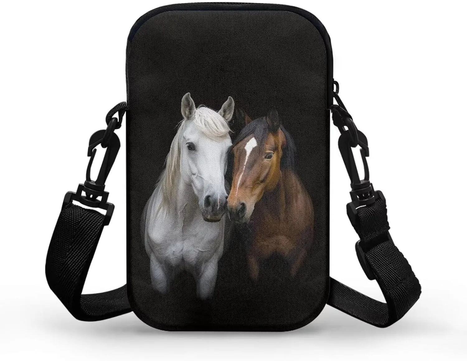 HUGS IDEA Horse Print Small Messenger Bag Cell Phone Clutch Purse Handbag for Women Mini Crossbody Satchel Handbag